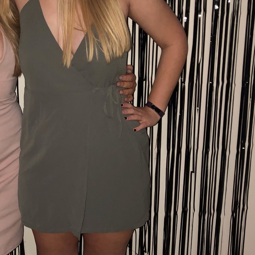 Olive Green Wrap Dress